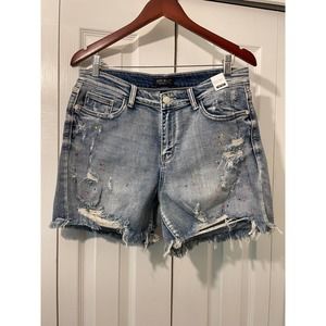 Judy Blue Mid-Rise Paint Splatter Distressed Shorts - NWT